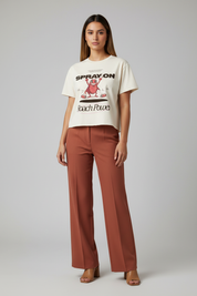 Female front view raw hem