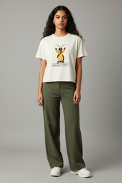 Female front view raw hem