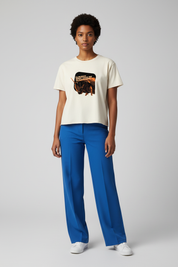 Female front view raw hem