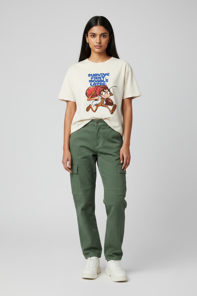 Female front view raw hem