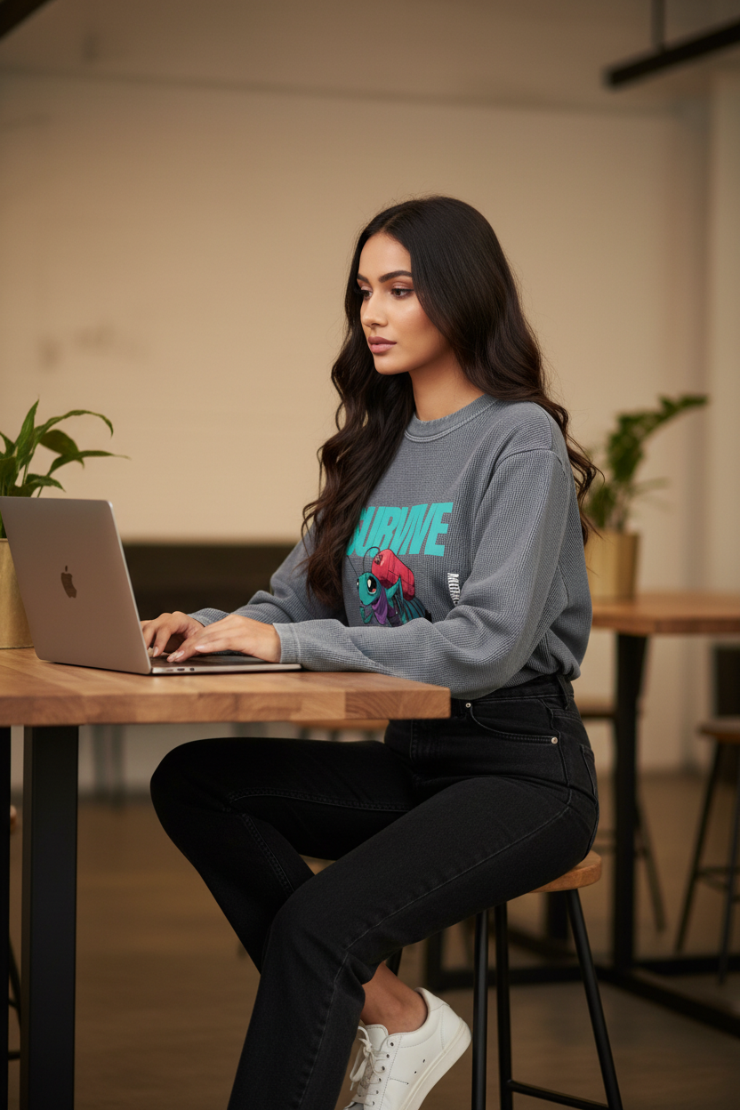 Lifestyle co-working female waffle