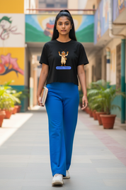 Lifestyle college corridor female raw hem