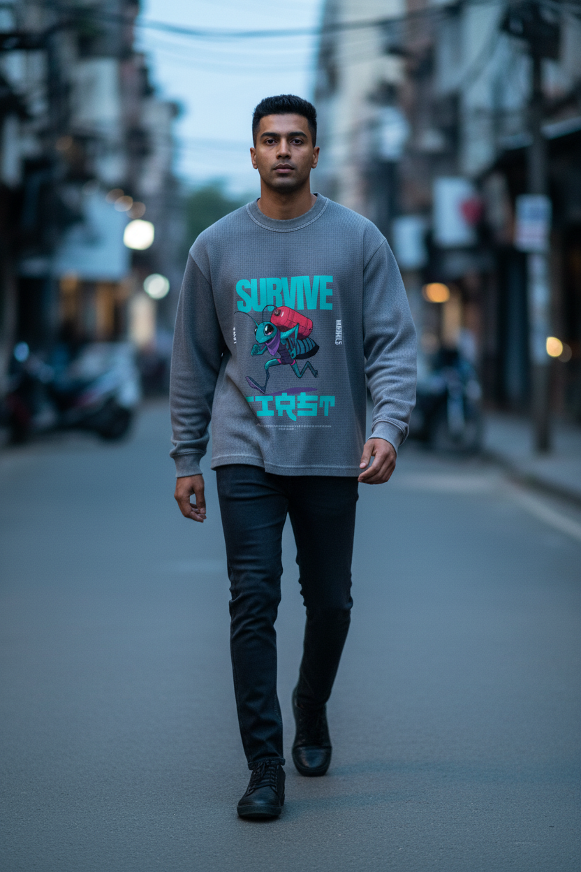 Lifestyle dusk street male waffle