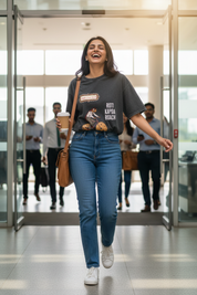 Lifestyle office entrance female