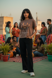 Lifestyle rooftop gathering female