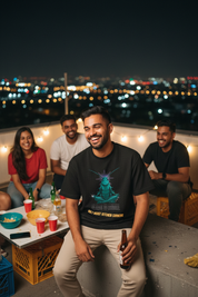 Lifestyle rooftop hangout male