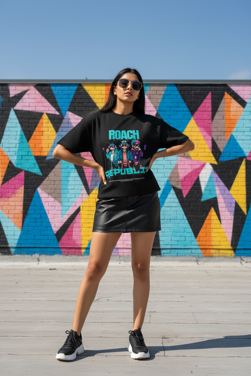 Lifestyle rooftop mural female