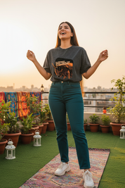 Lifestyle rooftop yoga female