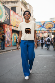 Lifestyle street art festival female raw hem