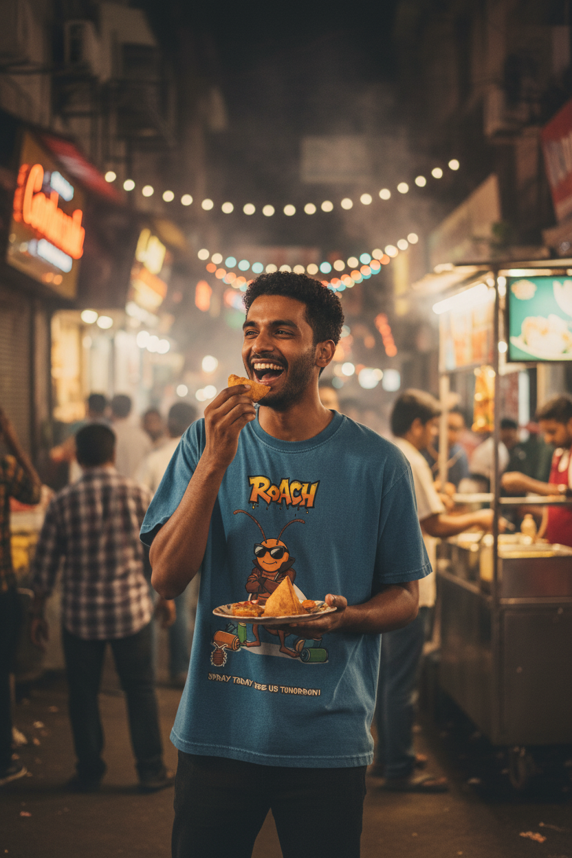 Lifestyle street food night male