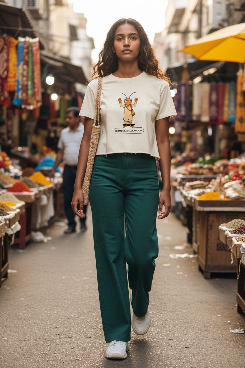 Lifestyle street market female raw hem