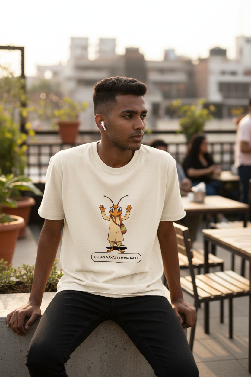 Lifestyle terrace cafe male raw hem