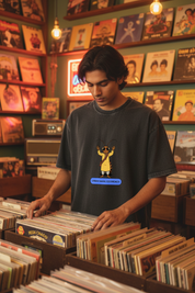 Lifestyle vintage record store male