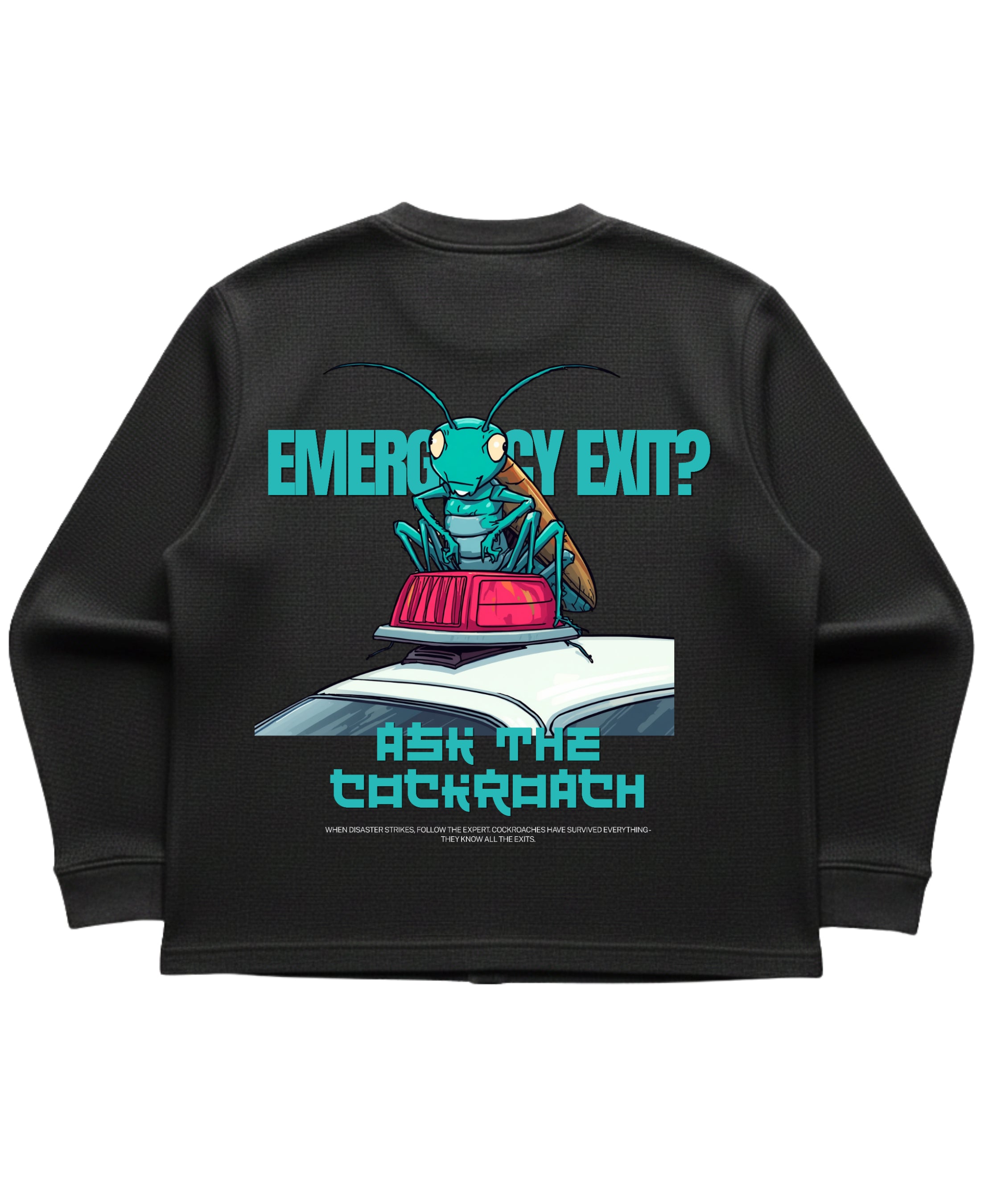 Black waffle knit oversized full-sleeve Back Design