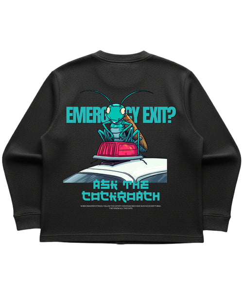 Black waffle knit oversized full-sleeve Back Design