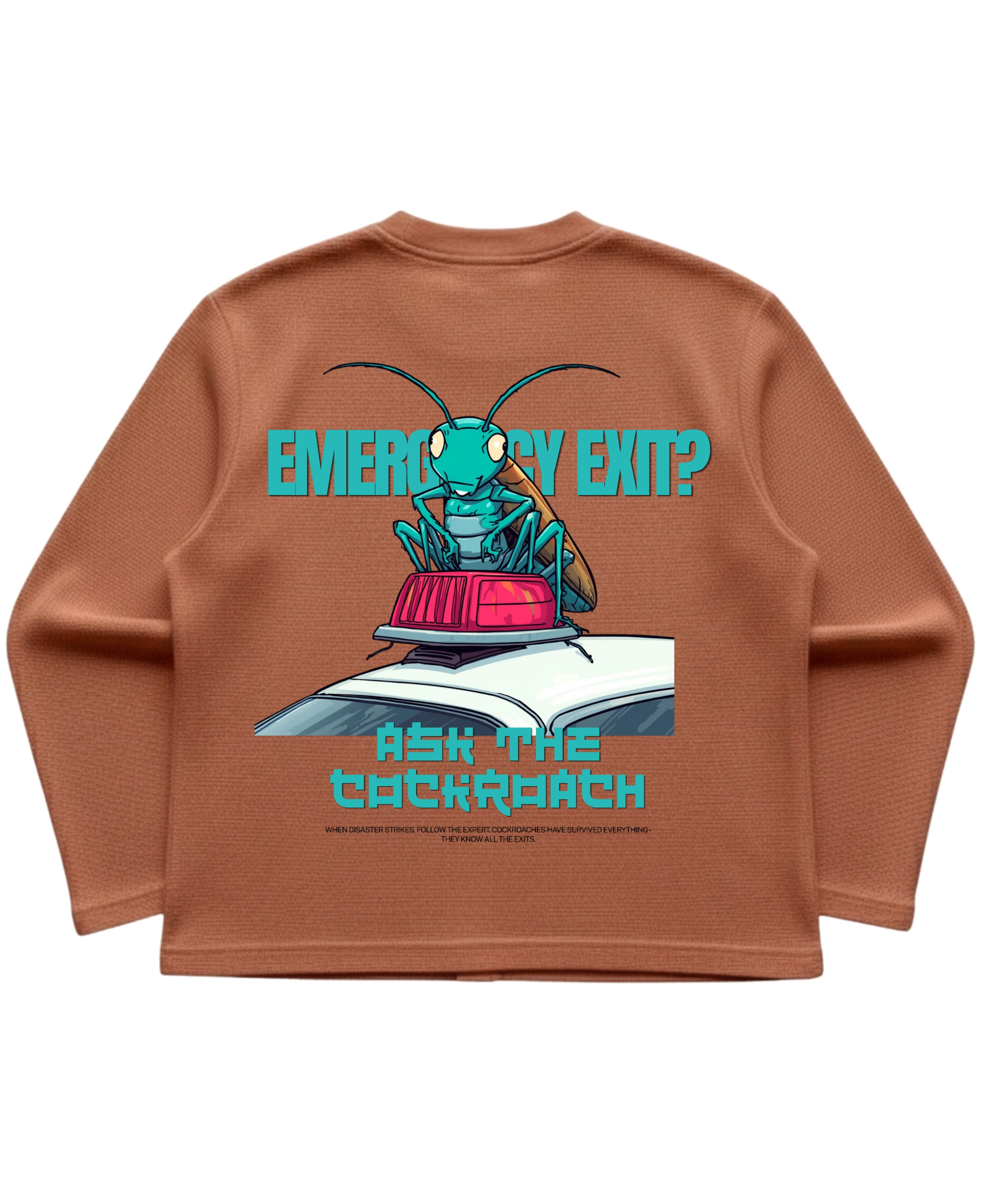 Brown waffle knit oversized full-sleeve Back Design