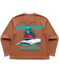 Brown waffle knit oversized full-sleeve Back Design