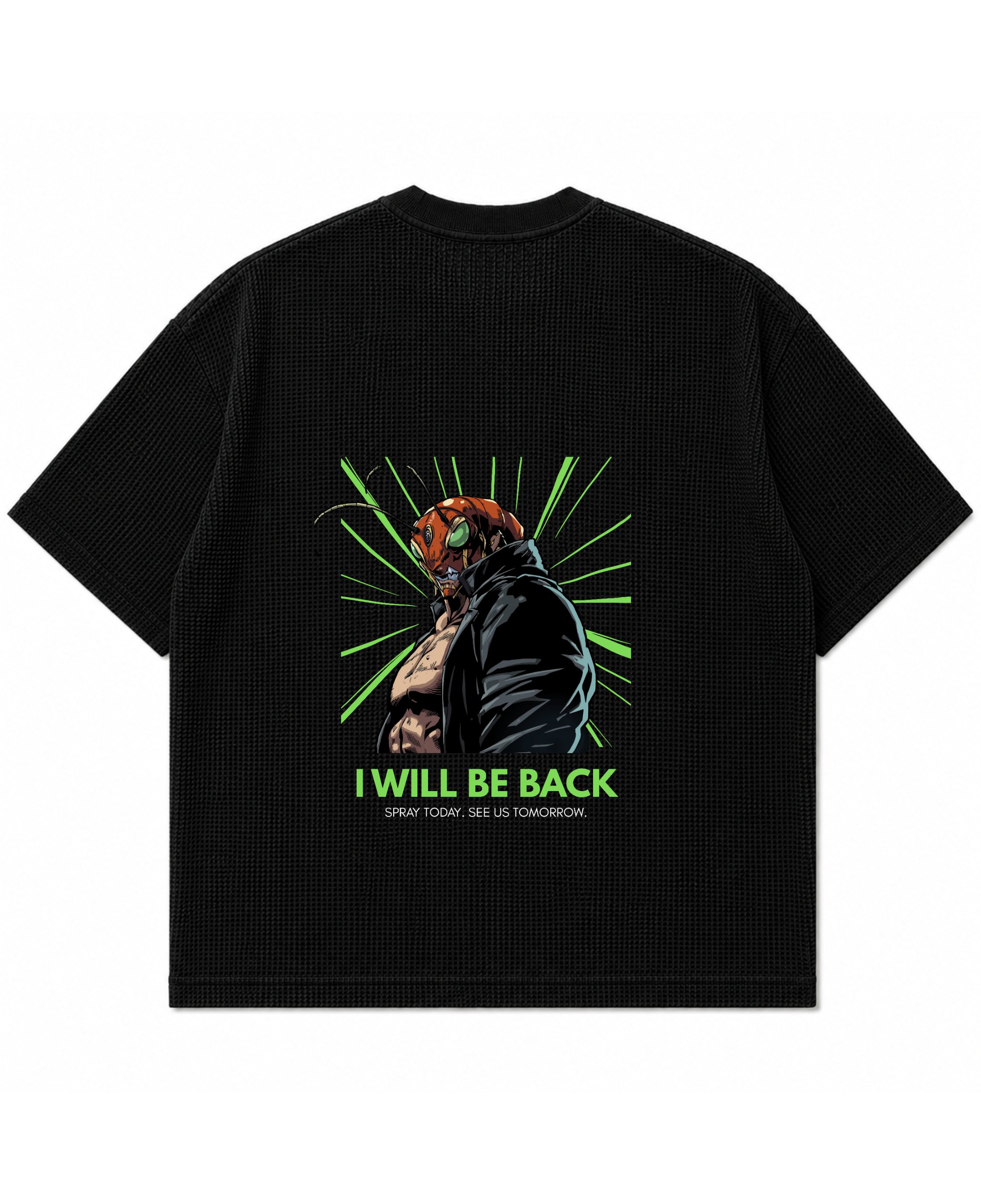 Black waffle boxy fit Back Design