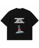 Cockroach Anime - Emergency exit? Ask the cockroach. (Black waffle boxy fit Front Design)