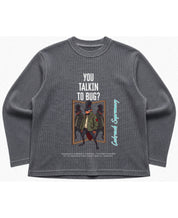 Acidwash waffle knit oversized full-sleeve Front Design
