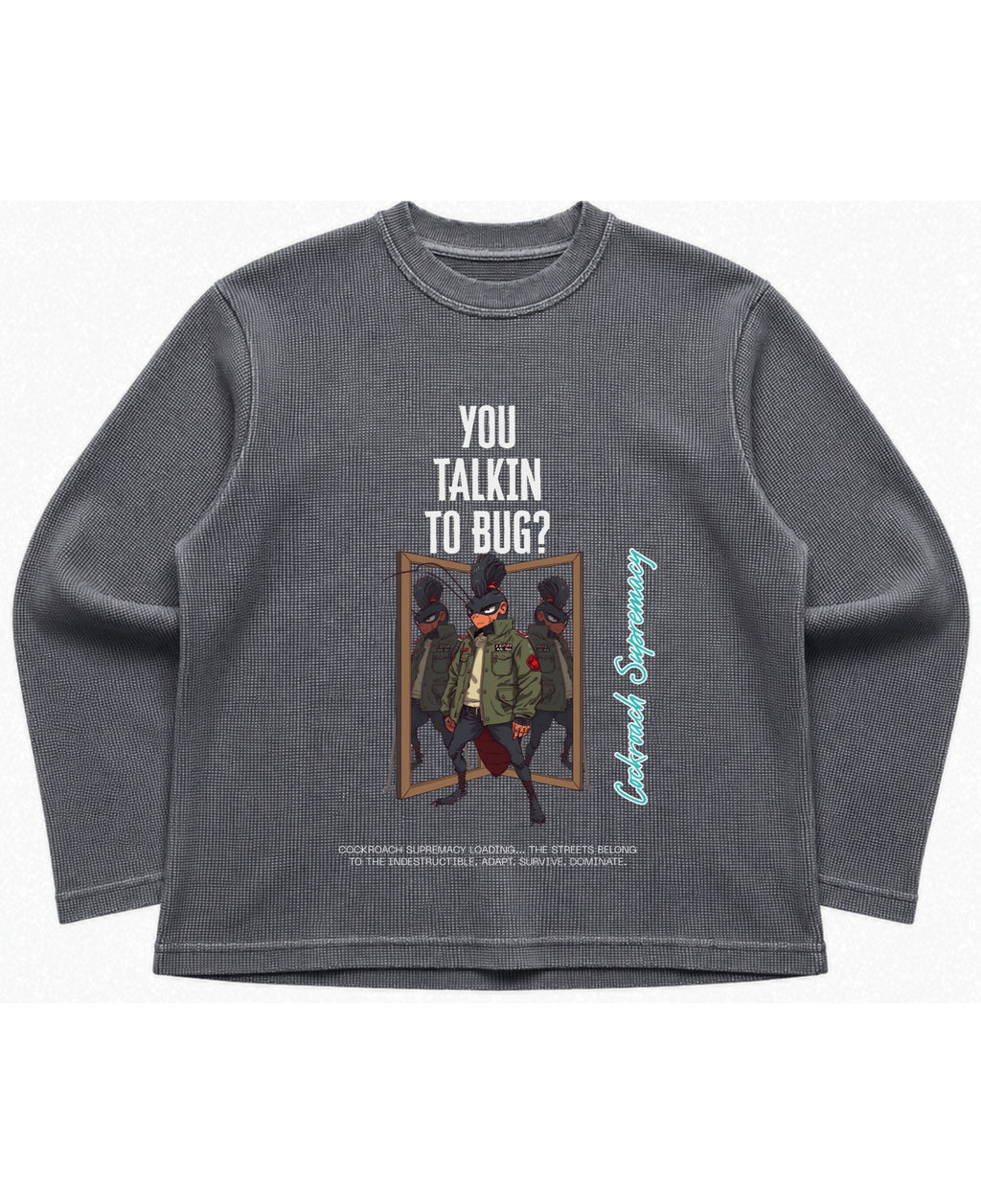 Acidwash waffle knit oversized full-sleeve Front Design