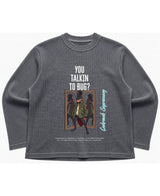 Cockroach Anime - YOU TALKIN' TO BUG? (Acid wash waffle knit oversized full-sleeve Front Design)