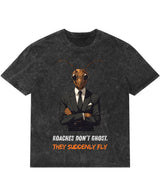 Cockroach Anime - ROACHES DON'T GHOST. THEY SUDDENLY FLY. (Acid  wash Oversized T-shirt Front Design)