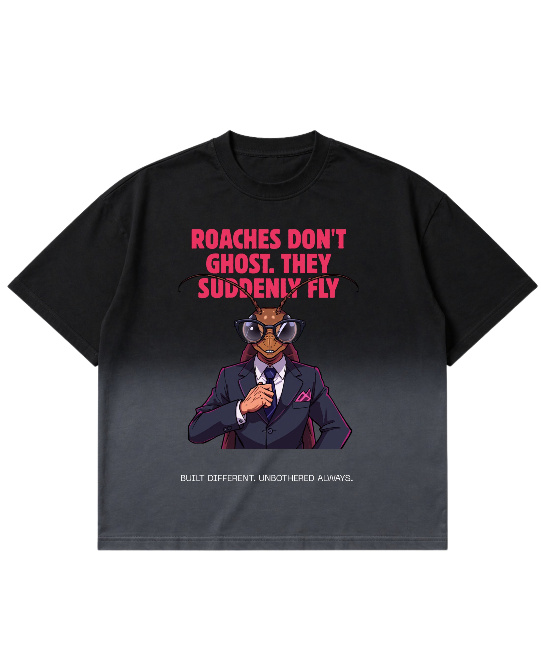 Black Ombré Wash Boxy Fit T-shirt Front Design