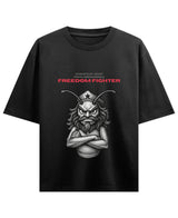 Cockroach Anime - ONE SPRAY AWAY FROM BECOMING A FREEDOM FIGHTER.(Black Oversized T-shirt Front Design)