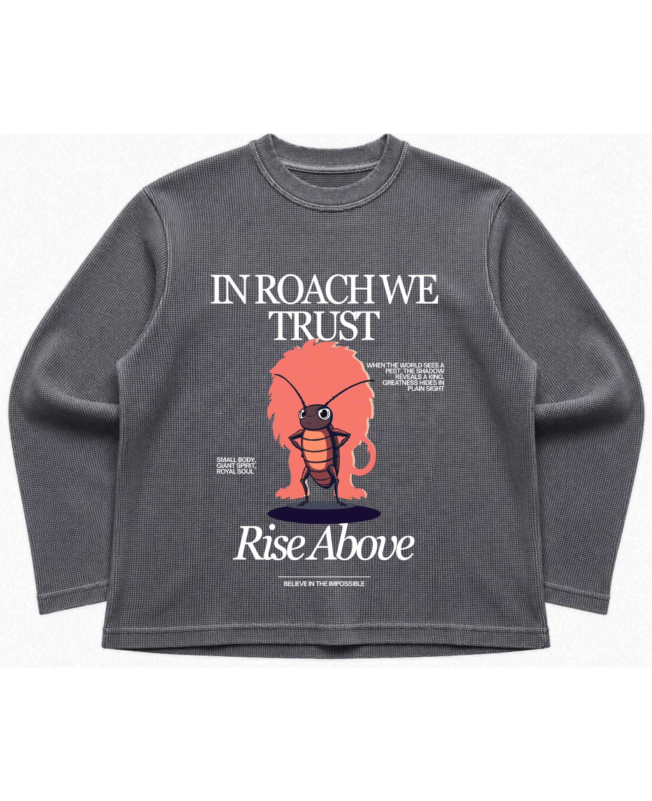 Acidwash waffle knit oversized full-sleeve Front Design