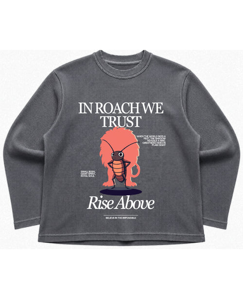 Acidwash waffle knit oversized full-sleeve Front Design