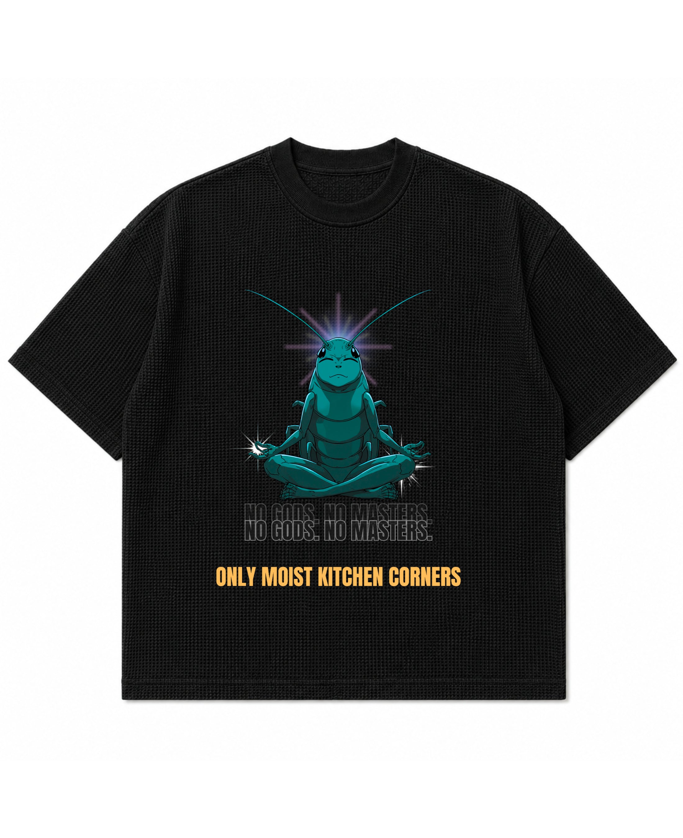 Black waffle boxy fit Front Design