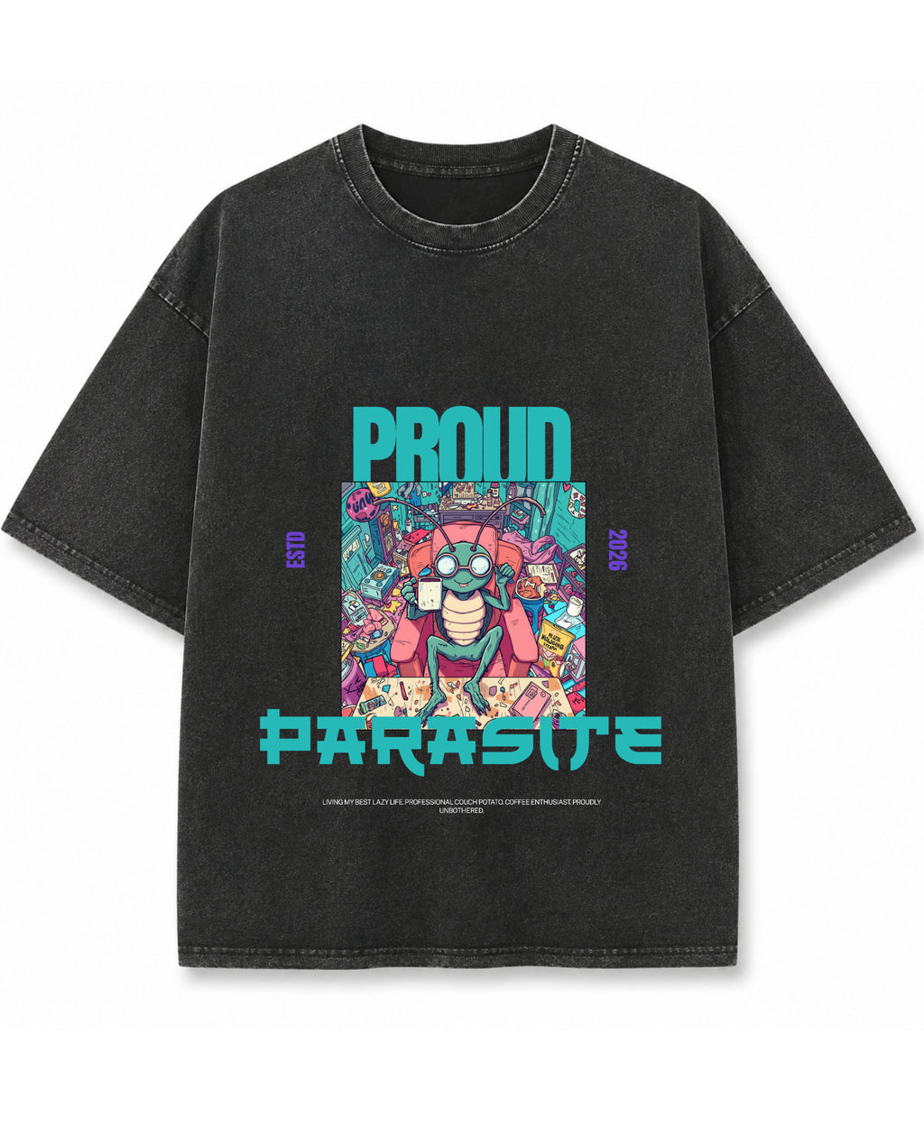 Vintage Fade Wash Oversized T-shirt Front Design