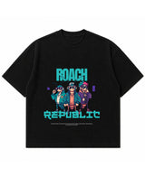 Cockroach Anime - ROACH REPUBLIC. (Black waffle boxy fit Front Design)