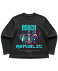 Black waffle knit oversized full-sleeve Front Design