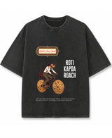 Cockroach Anime - Roti Kapda Roach. (Vintage Fade Wash Oversized T-shirt Front Design)