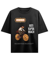 Cockroach Anime - Roti Kapda Roach. (Black Oversized T-shirt Front Design)