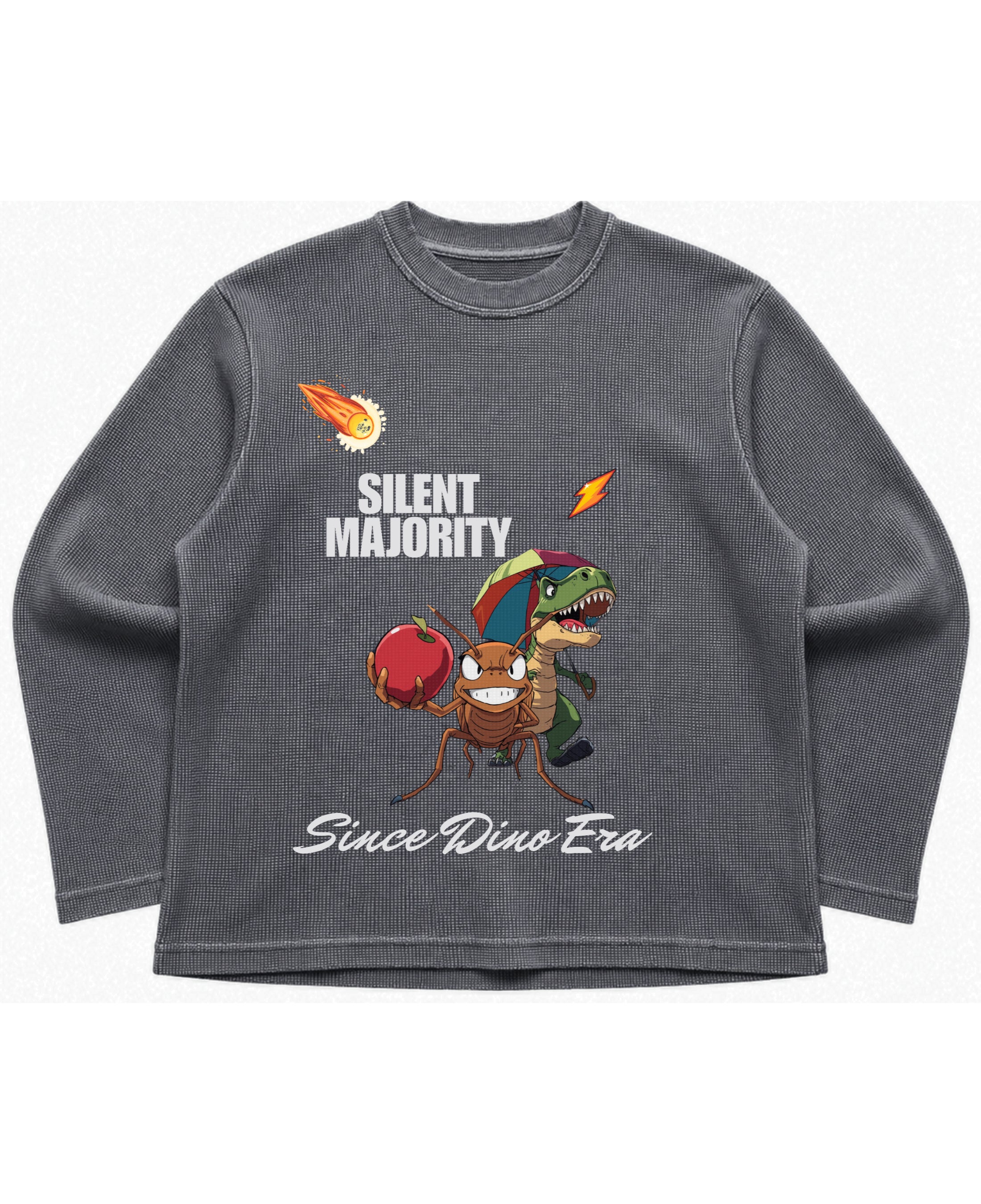 Acidwash waffle knit oversized full-sleeve Front Design
