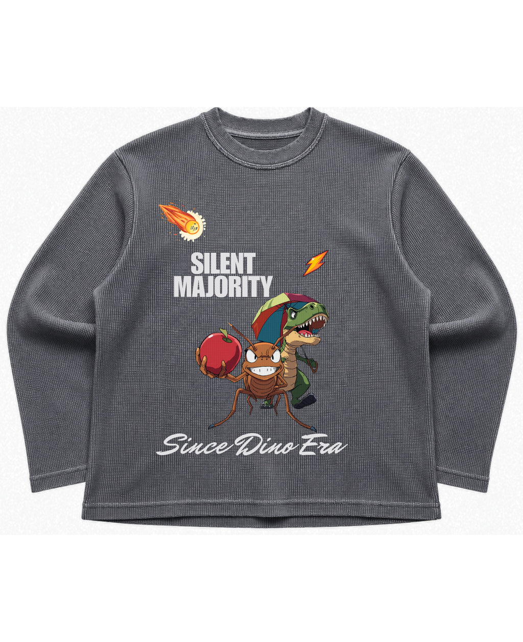 Acidwash waffle knit oversized full-sleeve Front Design