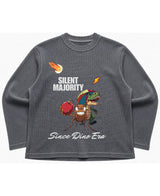 Cockroach Anime - SILENT MAJORITY. (Acid wash waffle knit oversized full-sleeve Front Design)