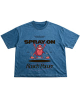 Cockroach Anime - Spray Today, See Us Tomorrow! (Denim Wash Boxy Fit T-shirt Front Design)