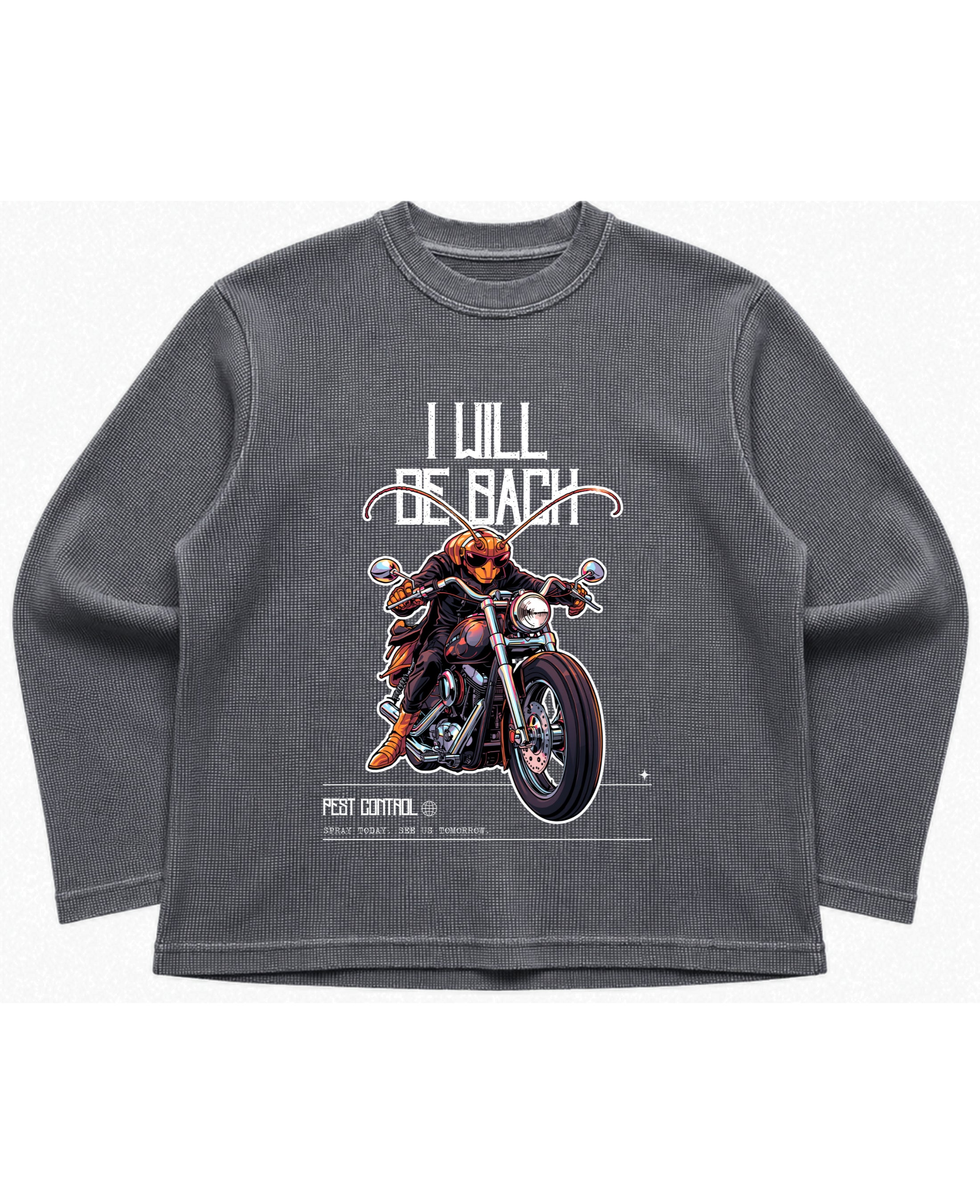 Acidwash waffle knit oversized full-sleeve Front Design