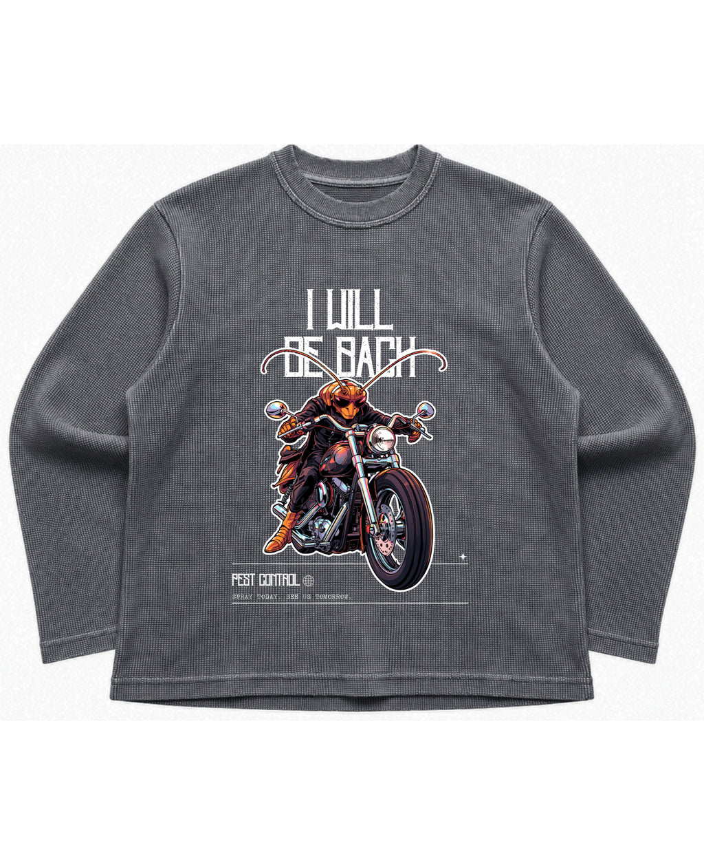 Acidwash waffle knit oversized full-sleeve Front Design