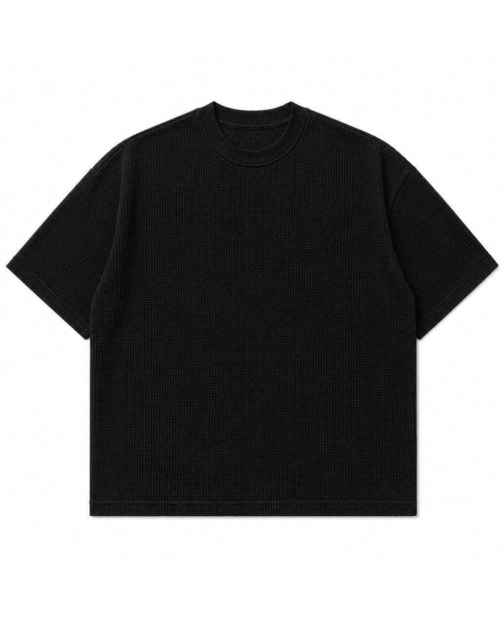 Black waffle boxy fit Front Design