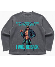 Acidwash waffle knit oversized full-sleeve Front Design