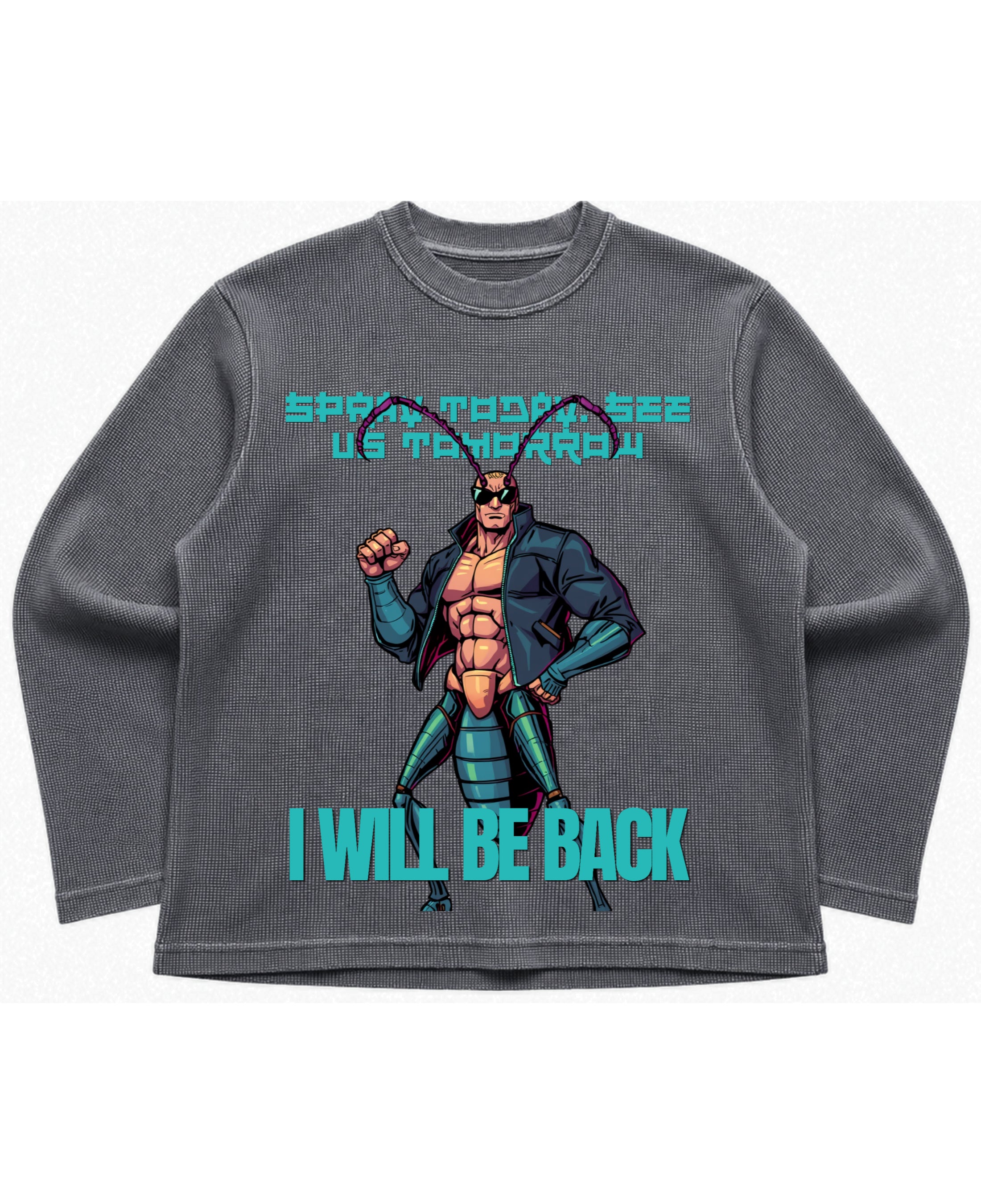 Acidwash waffle knit oversized full-sleeve Front Design