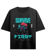 Cockroach Anime - MORALS LATER. (Black Oversized T-shirt Front Design)