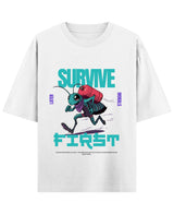 Cockroach Anime - MORALS LATER. (White Oversized T-shirt Front Design)