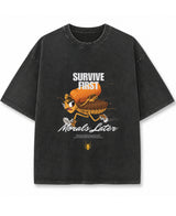 Cockroach Anime - MORALS LATER. (Vintage Fade Wash Oversized T-shirt Front Design)