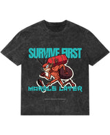 Cockroach Anime - MORALS LATER. (Acid wash Oversized T-shirt Front Design)